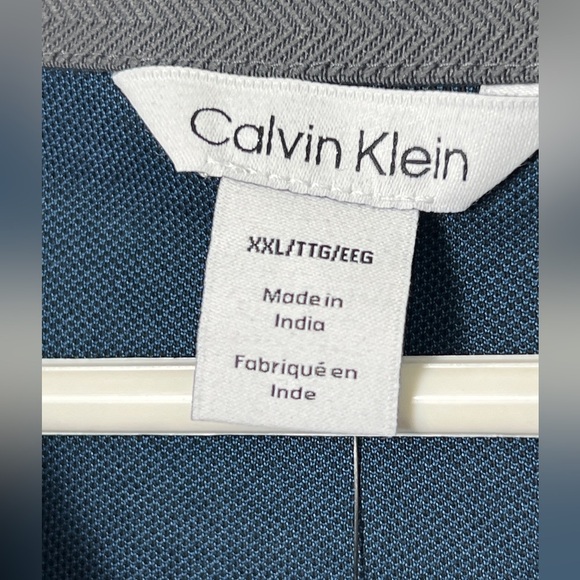 NWT CALVIN KLEIN Contrast Zip Polo Shirt Cotton Blend In Navy Size XXL - Picture 6 of 8